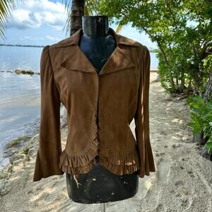 Suede Laundry by Shelli Segal Jacket with Fringe Runs Small